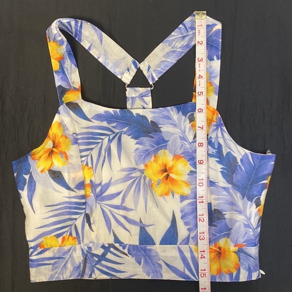 J.O.A Blue and Yellow Floral Crop Top - Picture 9 of 11
